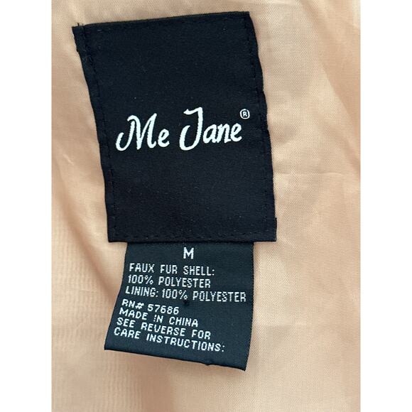 ME JANE Faux Fur Sherpa Sleeveless Cardigan M Camel Streetwear Gorpcore - Picture 7 of 11